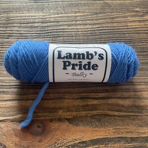 1 skein Lamb’s Pride Brite Blue Bulky Wool and Mohair Yarn Skein